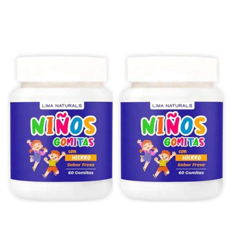 GOMITAS NIÑOS CON HIERRO 60 UNIDADES LIMA NATURALS X 2
