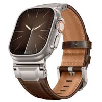 Correa De Cuero Qianxiang Para Apple Watch Ultra Titanium Brown