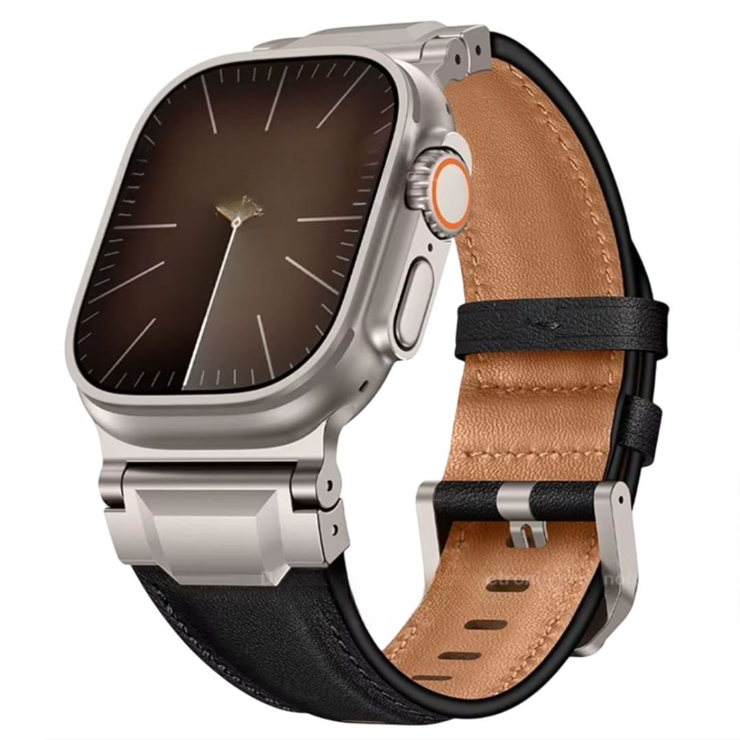 Correa De Cuero Qianxiang Para Apple Watch Ultra Titanium Black