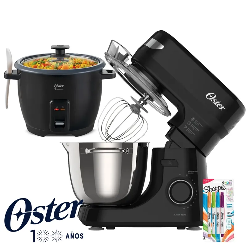 COMBO BATIDORA PLANETARIA OSTER FPSTSMPL2B-053 + OLLA ARROCERA CKSTRCB10DFBLK
