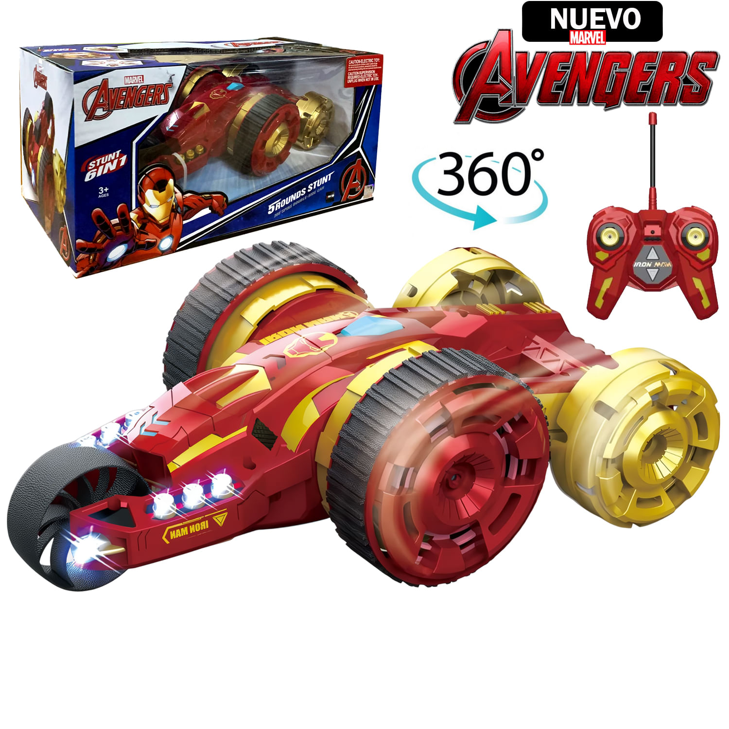 Juguete Carro Acrobático Teledirigido de Iron Man Marvel con Control MM5588-602-03