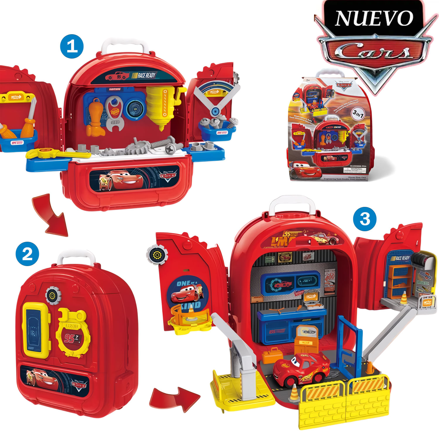 Juguete Set Mochila de Herramientas Cars 3 en 1 EODS008-992A