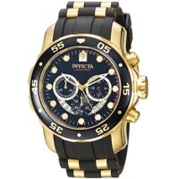 Reloj Invicta Pro Diver 6981 Fecha Cronómetro Correa Silicona Negro Acero Dorado