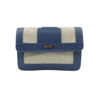 BOLSO MANOS LIBRES DE CUERO AZUL MUSSI