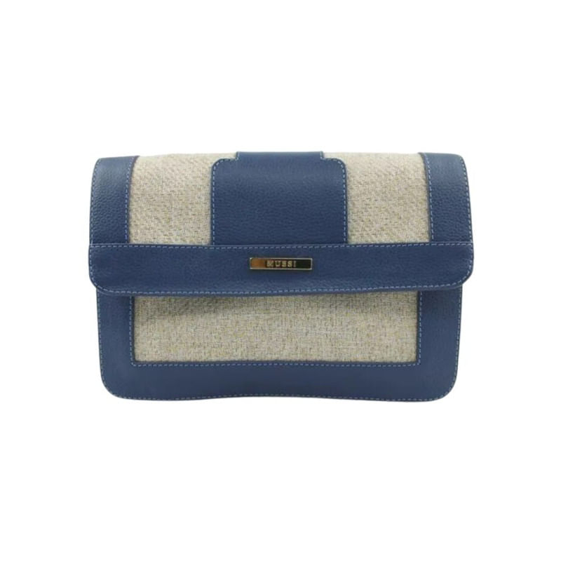 BOLSO MANOS LIBRES DE CUERO AZUL MUSSI
