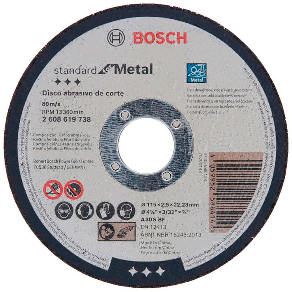 Disco de Corte Standard For Metal Bosch 115X2.5X22.23Mm
