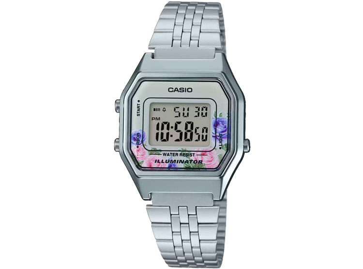 Reloj Casio LA680WA-4C Floral Plateado Retro