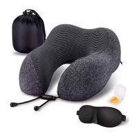 Set Almohada de Cuello para Viaje con Antifaz y Tapones de Oídos Gris