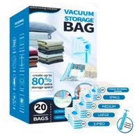 Set 20 Bolsas de Aire al Vacío de Viaje con Bomba de Aire Manual Jumbo Large Medium Small