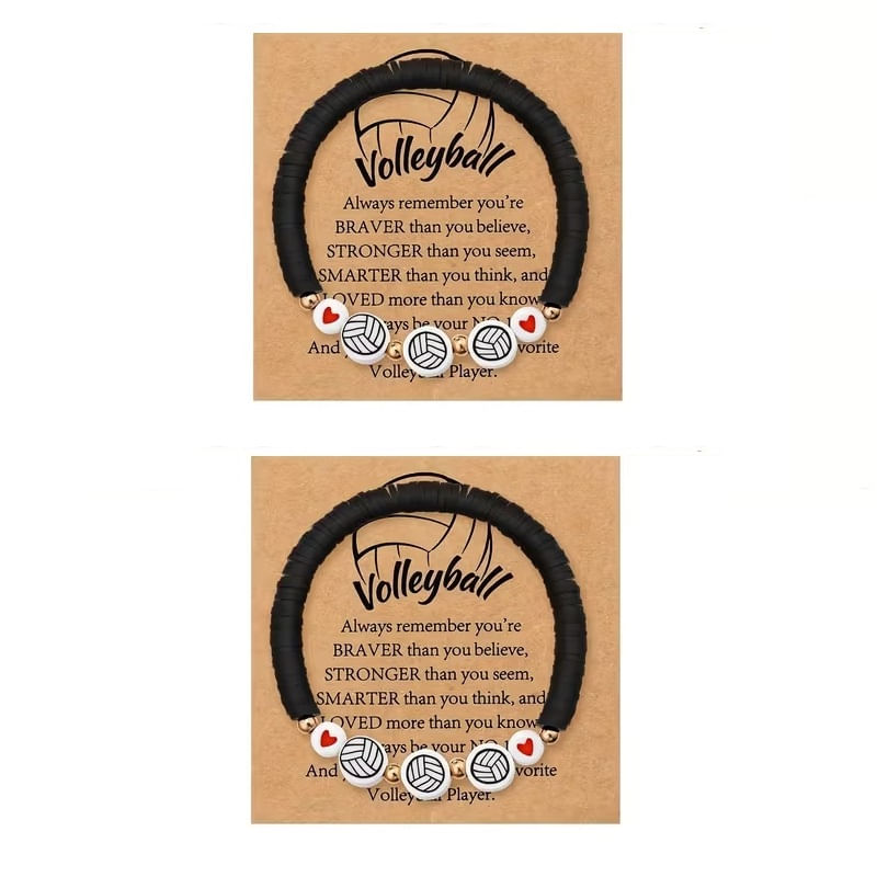 Set x 2 pulseras pelota de voley para mejores amigos o parejas equipo voleibol dijes blancos