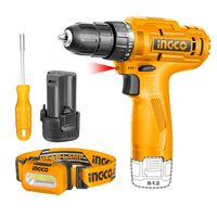 Kit Taladro 12v + Linterna + Destornillador con Puntillas Ingco COSLI23042