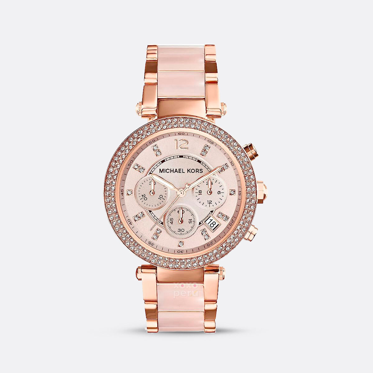 Reloj Michael Kors Mk5896 Parker Gold Rose Genuino Para Dama Rosa Oro