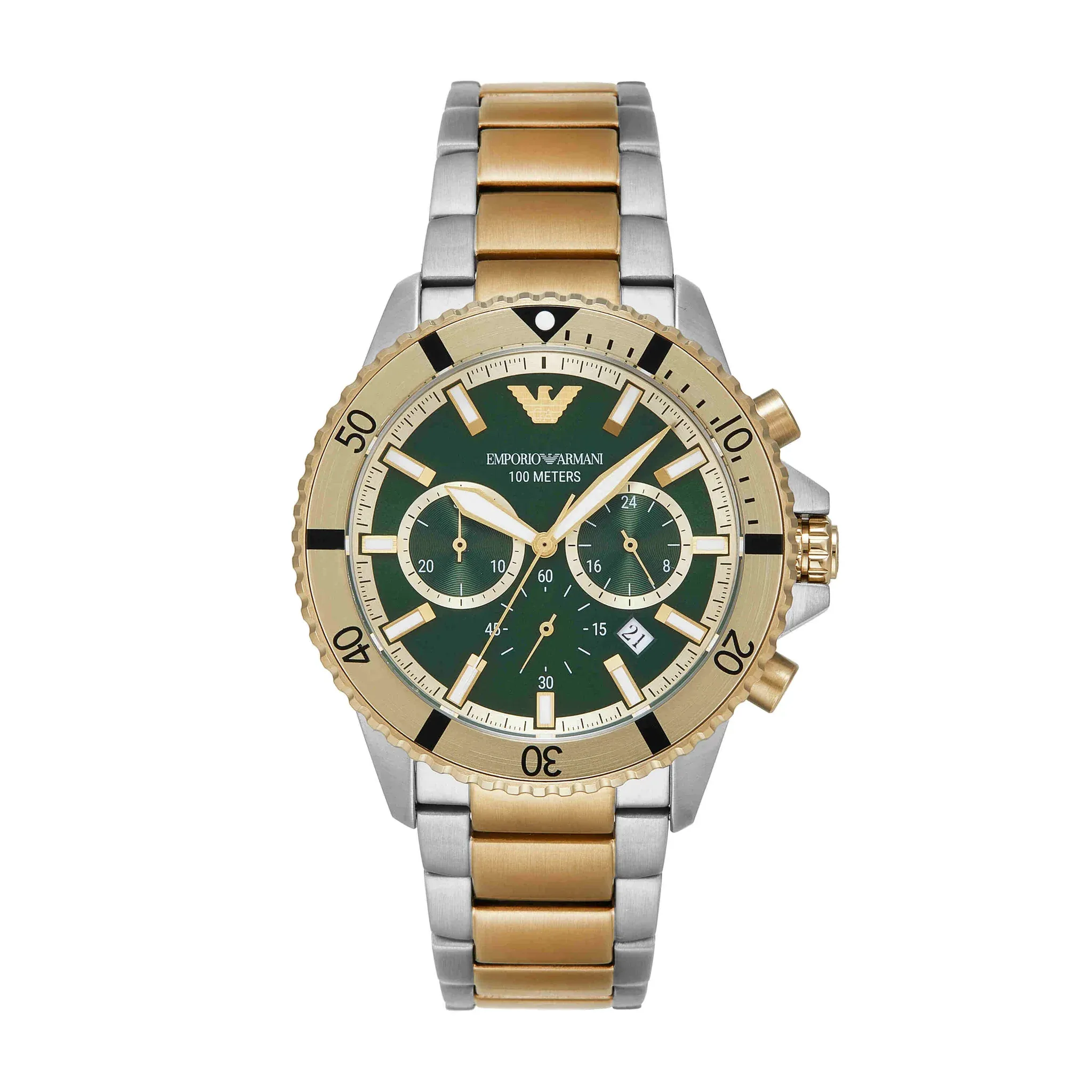 Reloj Para Hombre Emporio Armani Ar11586 Genuino Dorado Verde Oscuro
