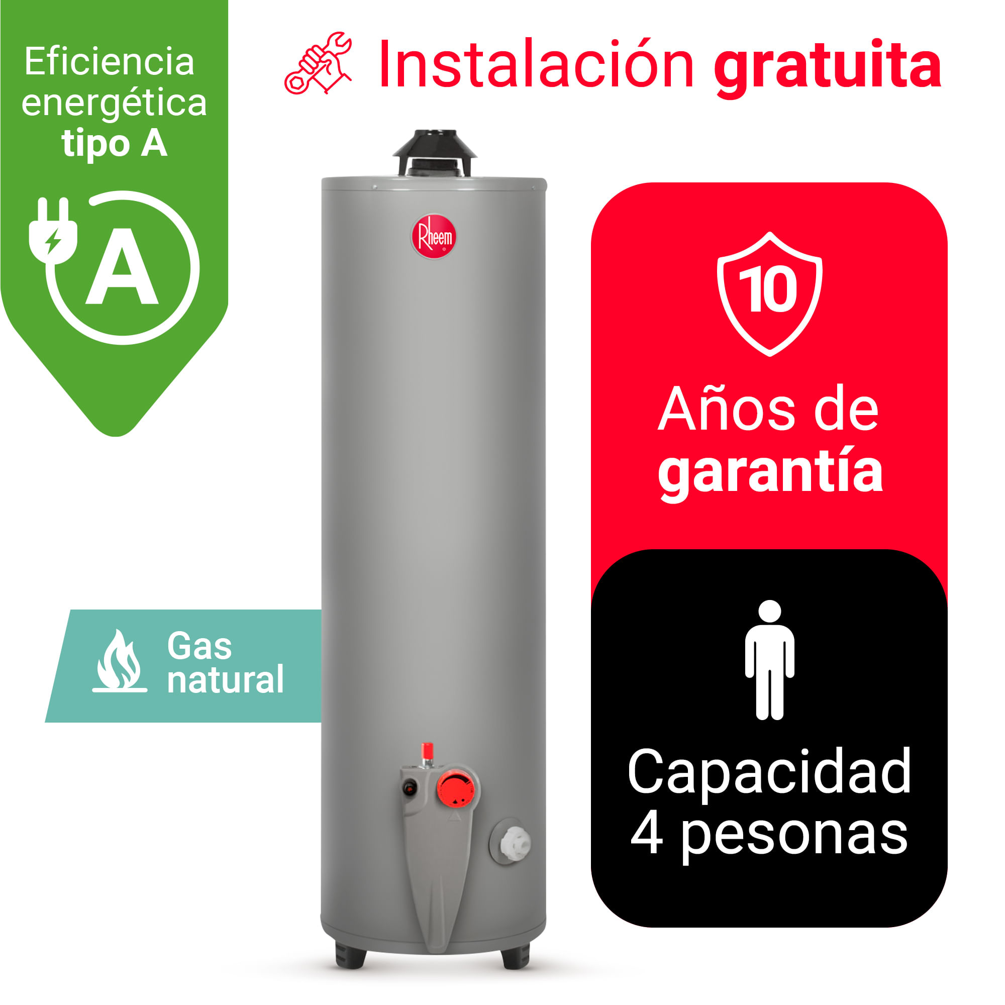 TERMOTANQUE 114L RHEEM GAS NATURAL (GN)