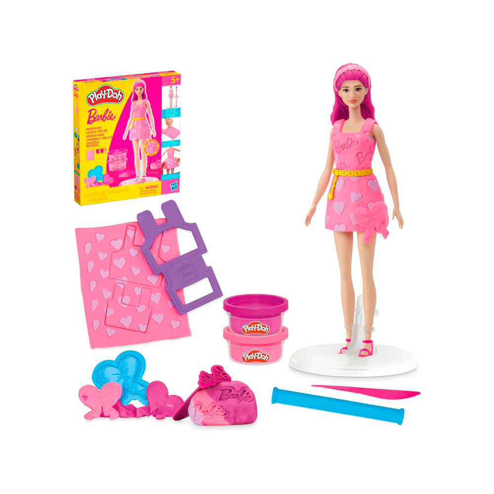 Play Doh Barbie Hearts and Hair Set Clothes with Modeling