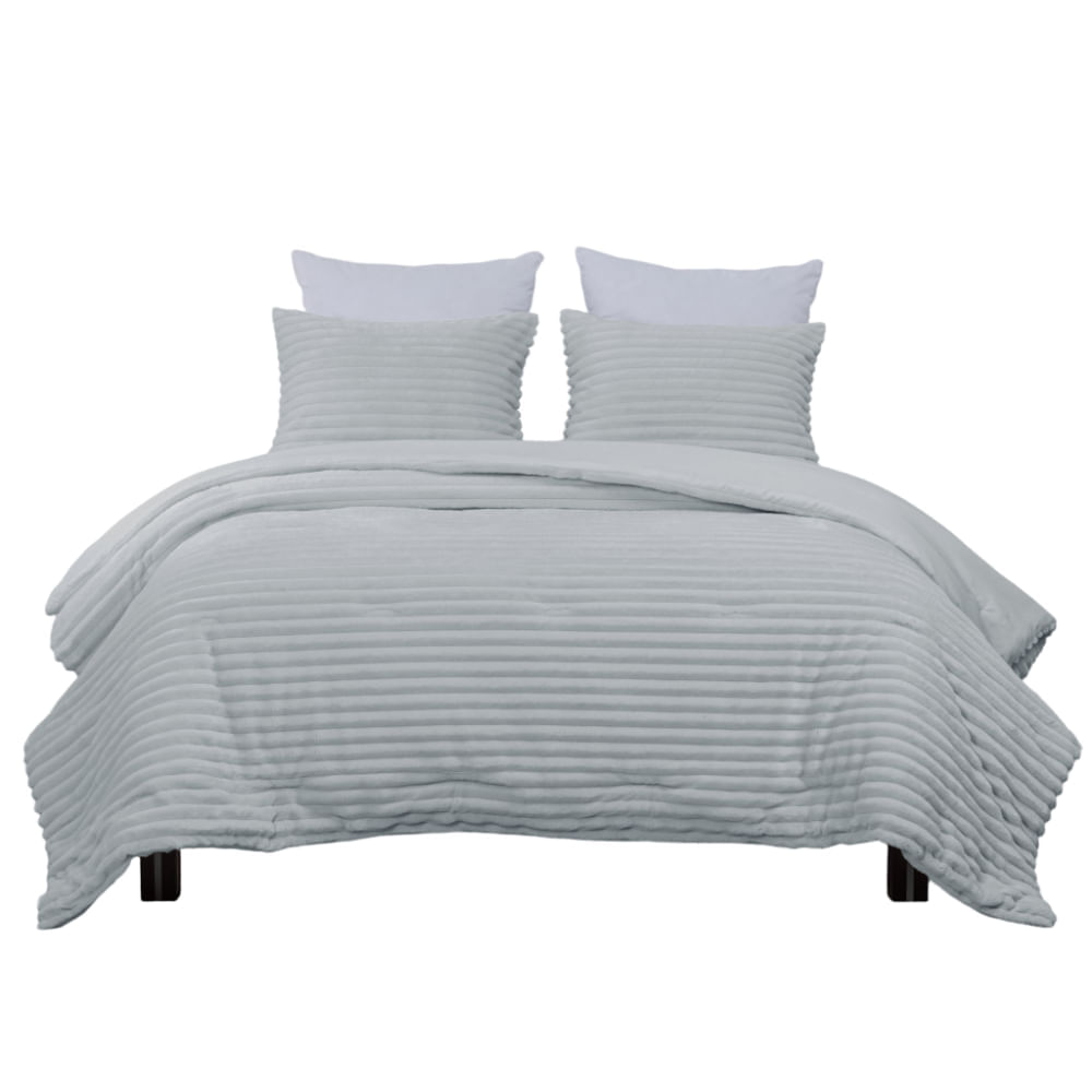 Edredon Pv26 Stripes Flannel Light Gris Queen