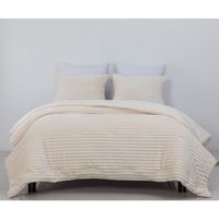 Edredon Pv26 Stripes Flannel Ivory 2 Plazas