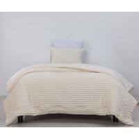 Edredon Pv26 Stripes Flannel Ivory 1.5 Plazas