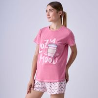 Polo Pijama Mujer Print Hypnotic Manga Corta Algodón