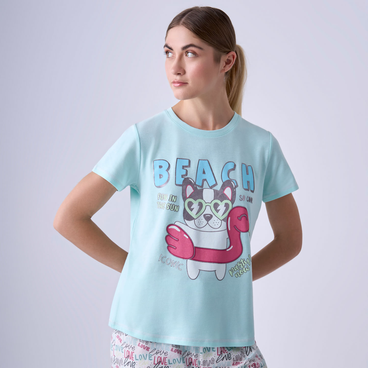 Polo Pijama Mujer Print Hypnotic Manga Corta Algodón