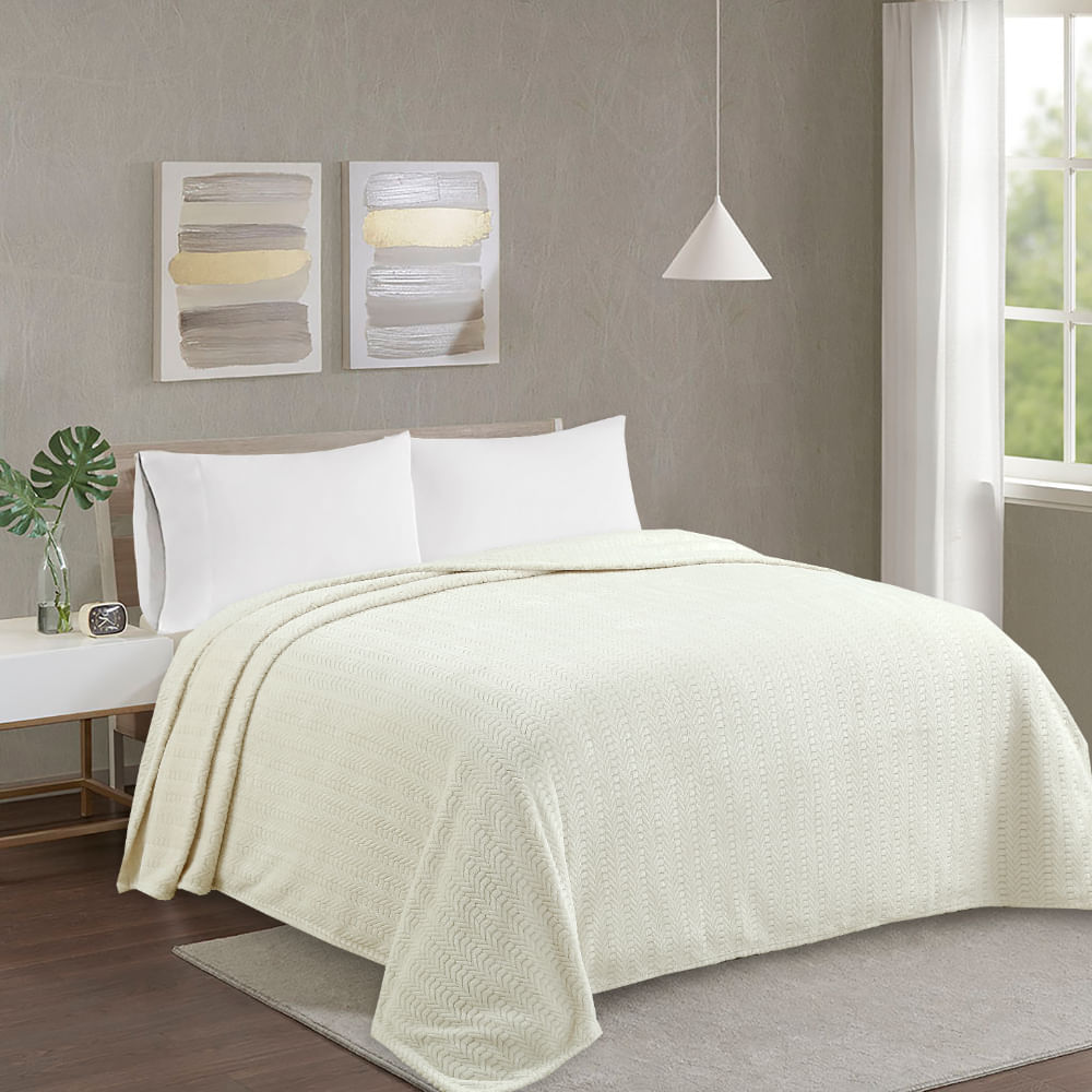 Frazada Pv26 Chevron Beige 1.5 Plazas