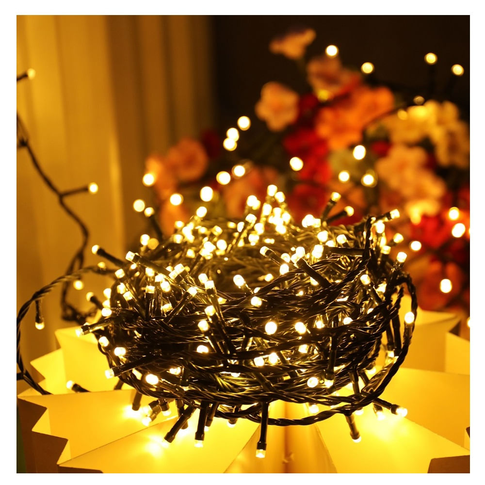 Tira de luces navideñas 12mts Ambar con Tiempos de luces