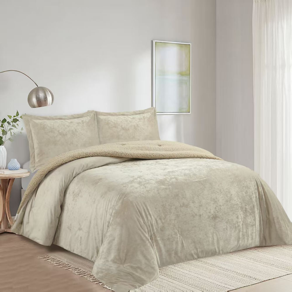 Cubrecama Pv26 Velvet Sherpa Arena 2 Plazas