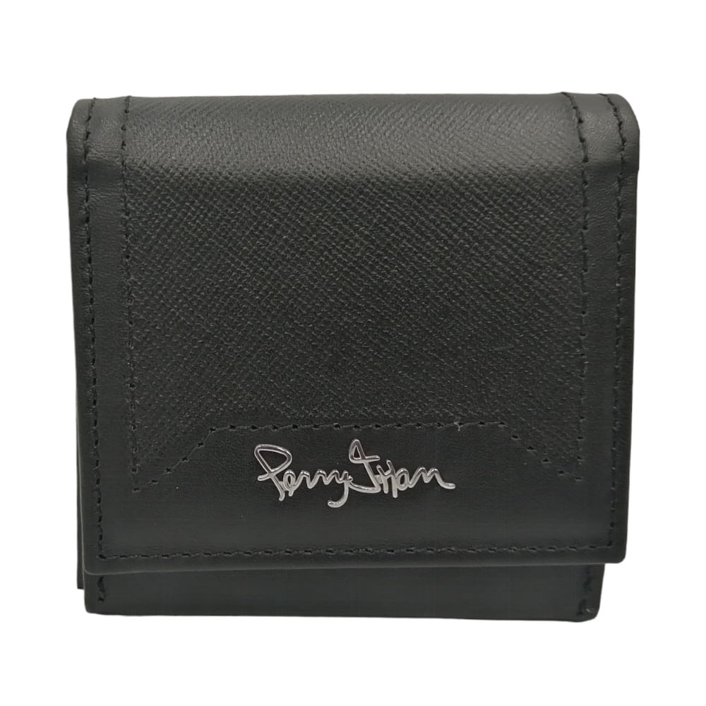 Monedero De Correa Para Hombre de Cuero Negro 1010G Perry Jhan