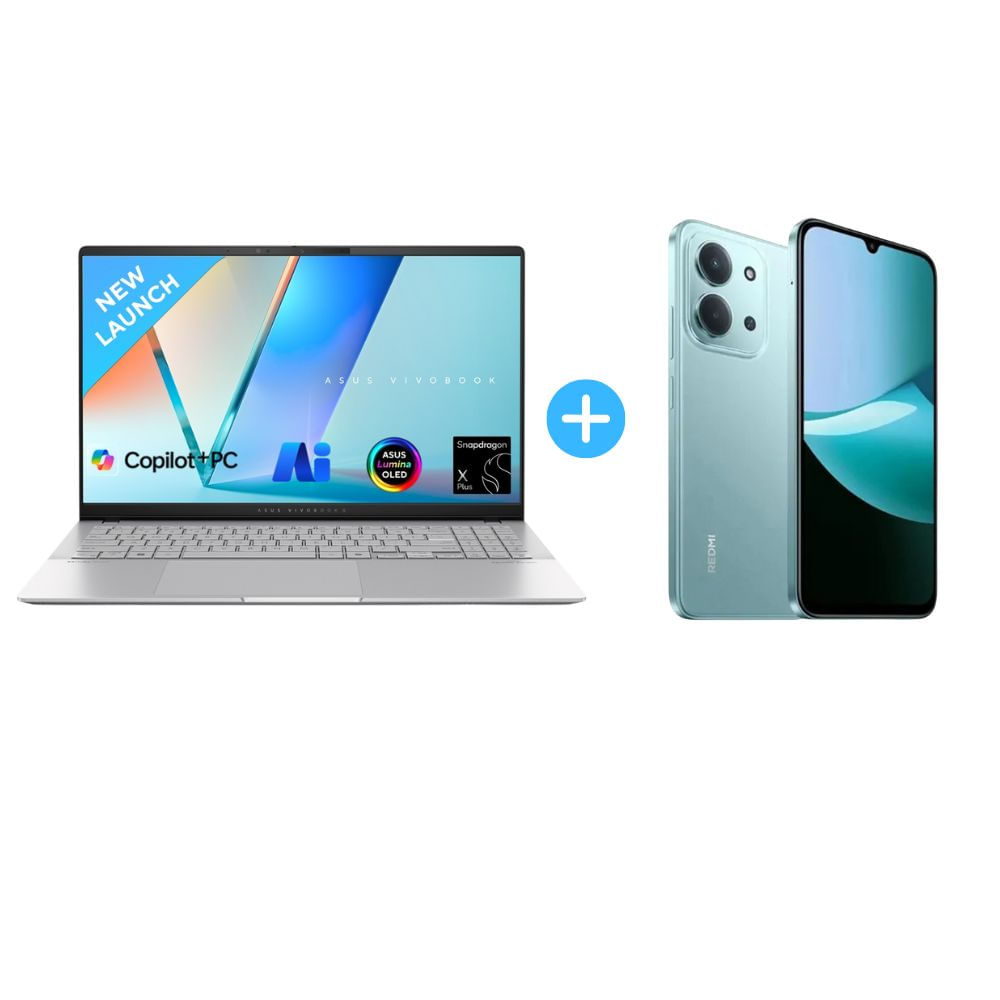 Combo Laptop Asus VIVOBOOKS S5507Q Snapdragon X Plus 1TB 16GB QUALCOMM ADRENO + Celular Xiaomi REDMI