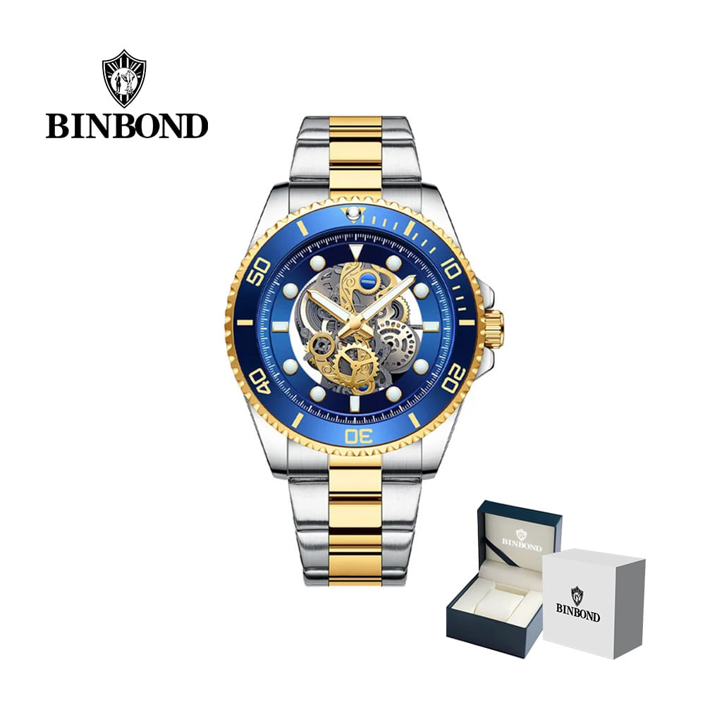 Reloj BINBOND para Hombre - Elegante - Azul - Acero