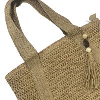 Bolso Cartera De Verano En Tela De Paja Tejida caqui