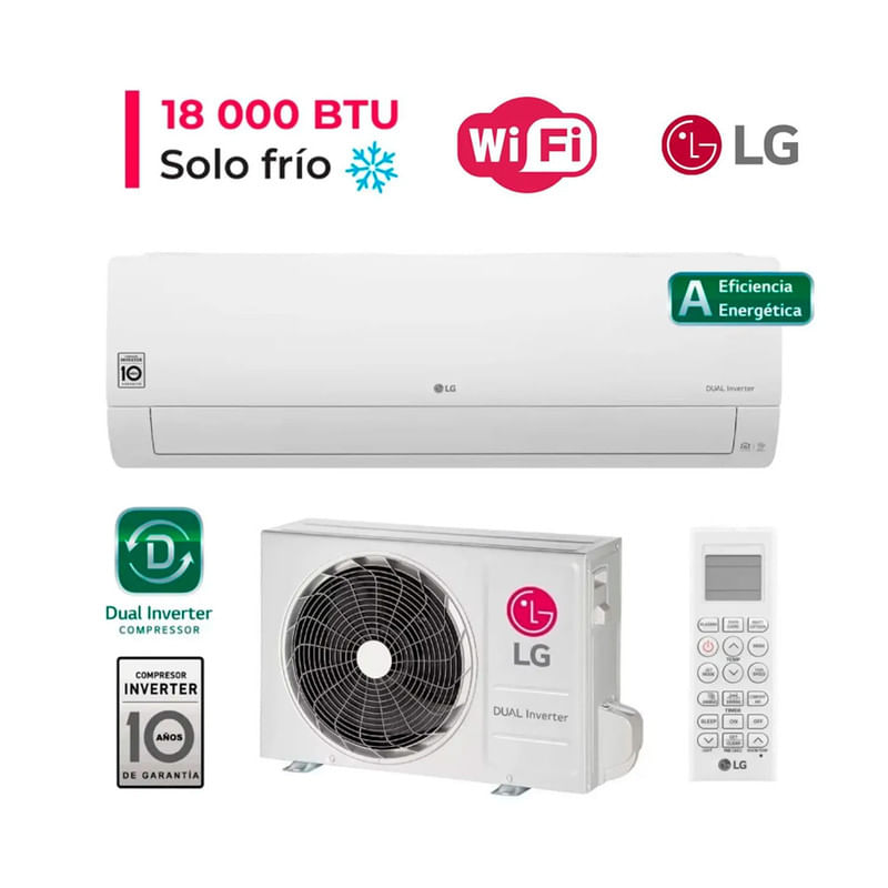 DUALCOOL Aire Acondicionado LG Split De 18,000 BTU/H Inverter Frío Solo