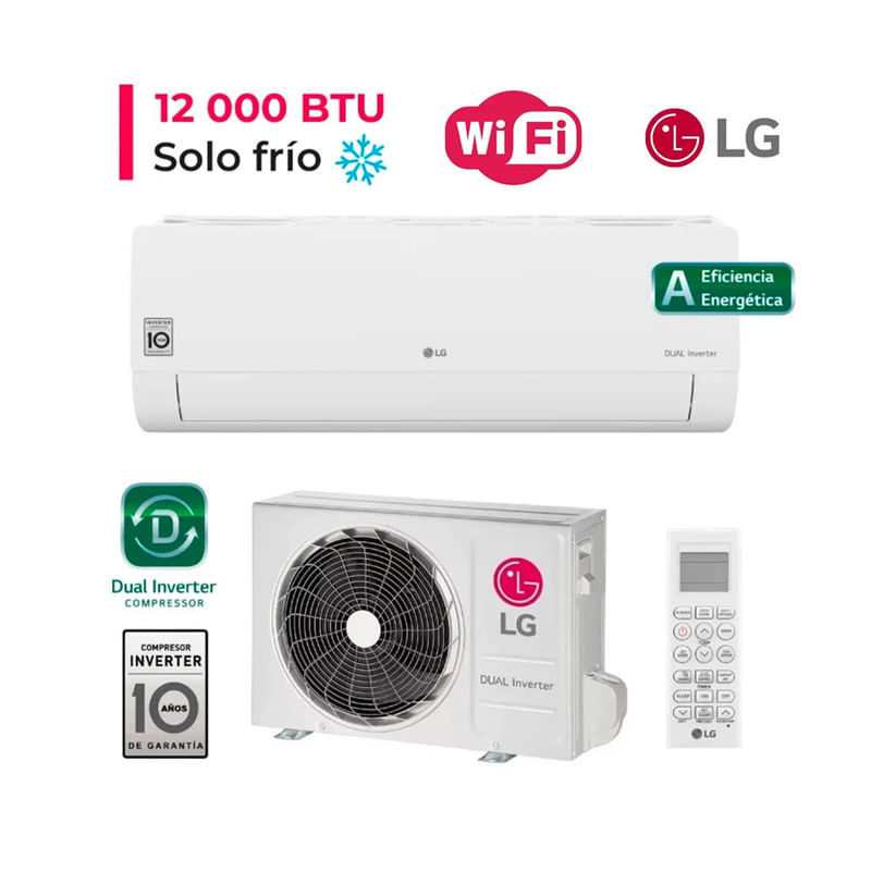 DUALCOOL Aire Acondicionado LG Split De 12,000 BTU/H Inverter Frío Solo