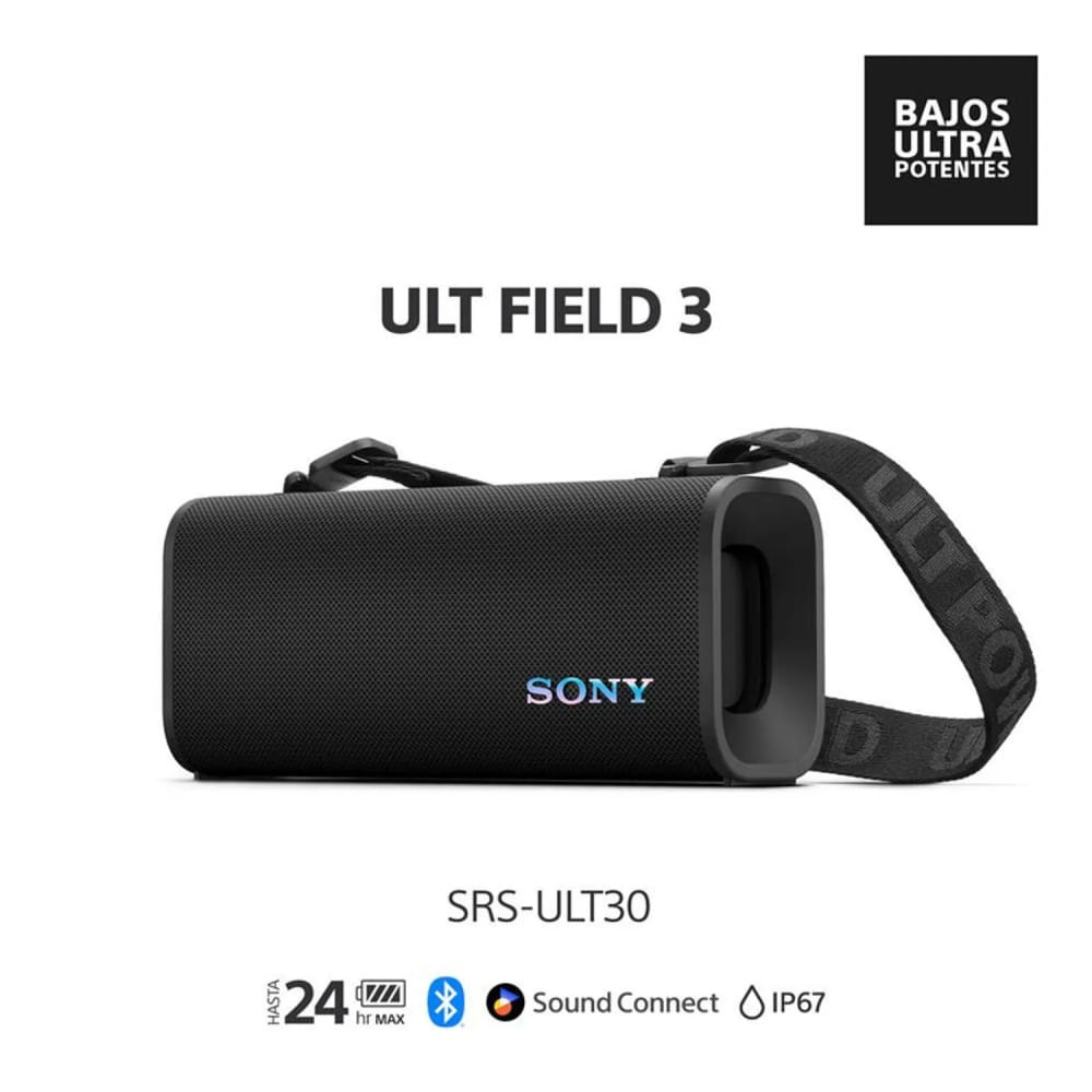 Sony ULT 3 Parlante SRS-ULT30 Bluetooth Portátil Waterproof 24 Horas con Graves Potentes – Negro