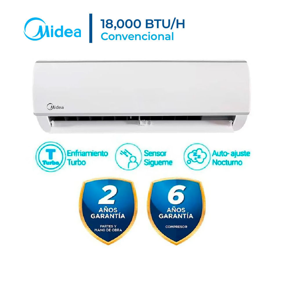 Aire Acondicionado Midea Split De 18,000 BTU Convencional Frío Solo
