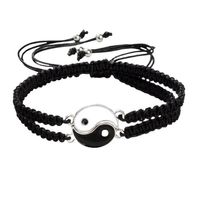 Set x 2 pulseras negras yin yang ajustables para parejas o mejores amigos bff