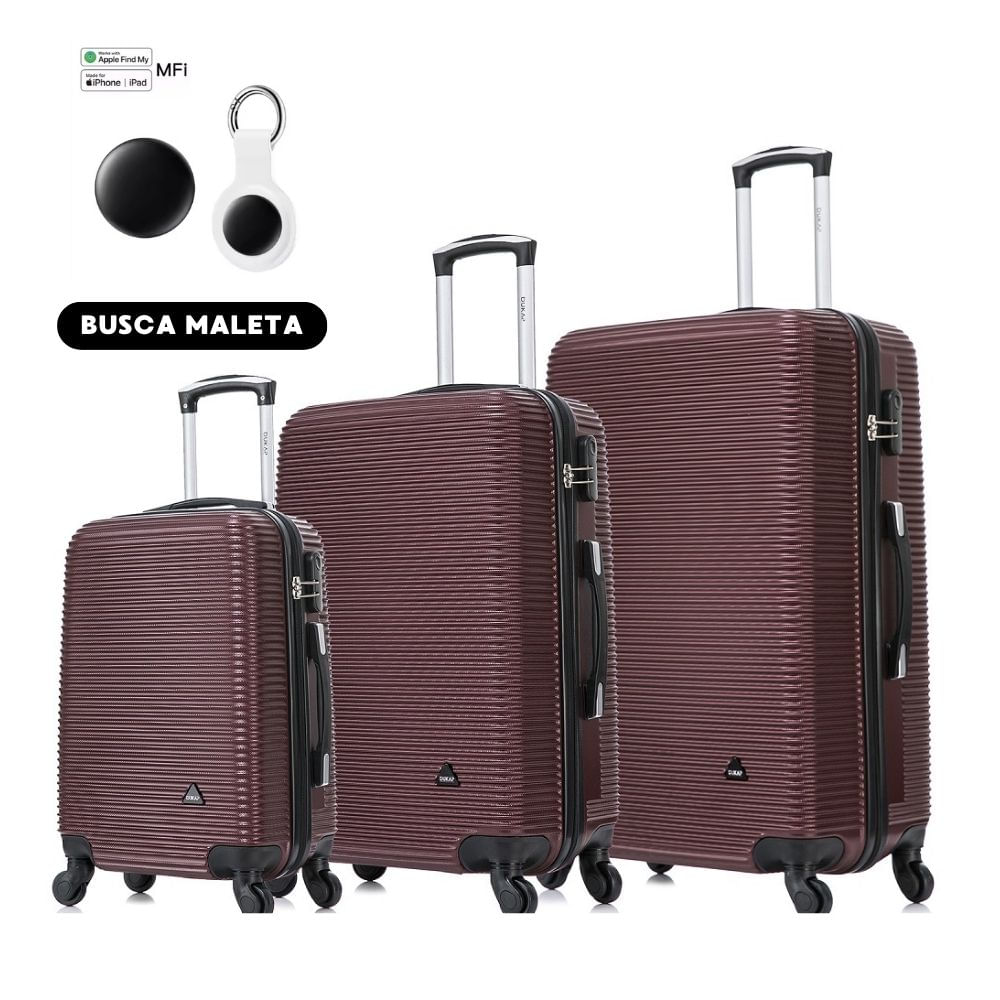 MALETAS DE VIAJE SET DE 3 ROYAL VINO CON ITAG GPS PARA IPHONE