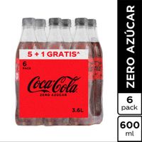 Gaseosa COCA COLA Zero Botella 600ml Paquete 6un