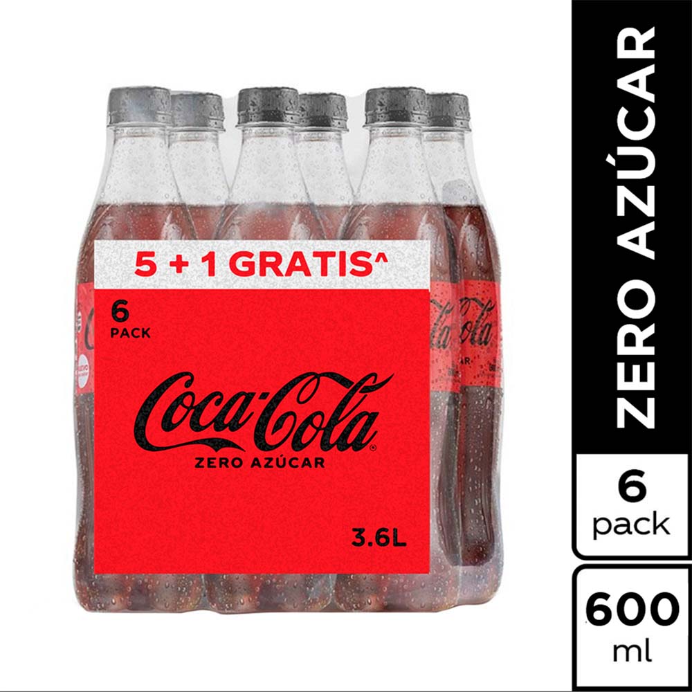 Gaseosa COCA COLA Zero Botella 600ml Paquete 6un