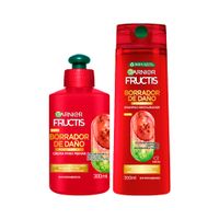 Pack Shampoo FRUCTIS Borra Daño Químico Frasco 350ml + Crema para Peinar FRUCTIS Borra Daño Químico