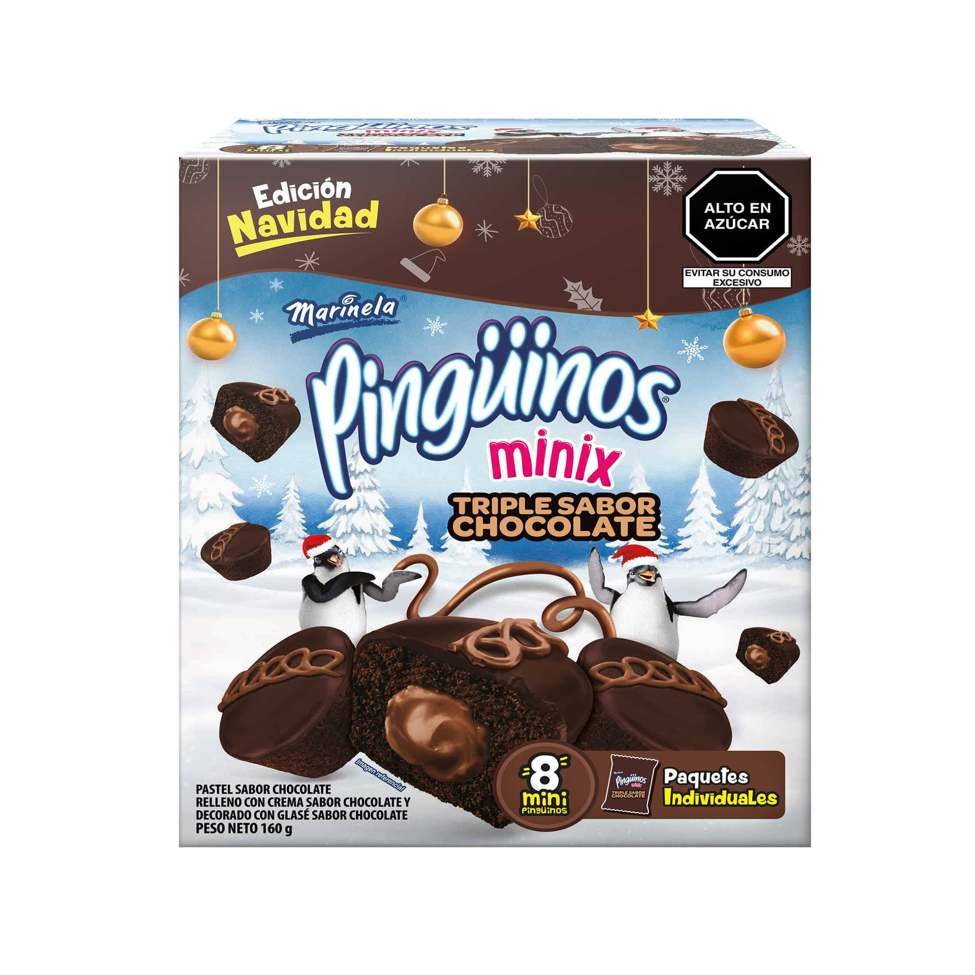 Pastelito Minix Pingüino MARINELA Triple Chocolate Caja 8un