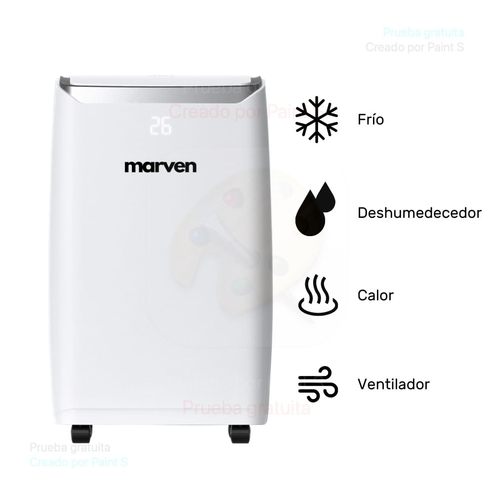 Aire Acondicionado Portátil Marven 4 en 1 WiFi 12000 BTU
