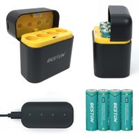 Cargador de pilas baterías AA recargables 4 puestos + 4 baterías AA