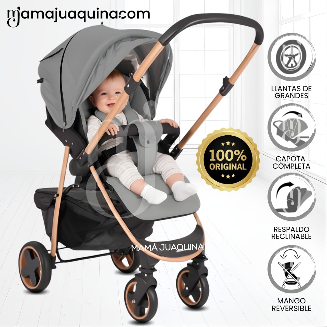 Coche Cuna Deportivo «SMART PLUS» Mango Reversible Gris
