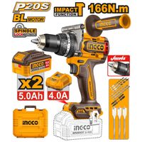 Taladro percutor 166nm + 2 baterias 5amp y 1 cargador 20v Ingco CIDLI201668
