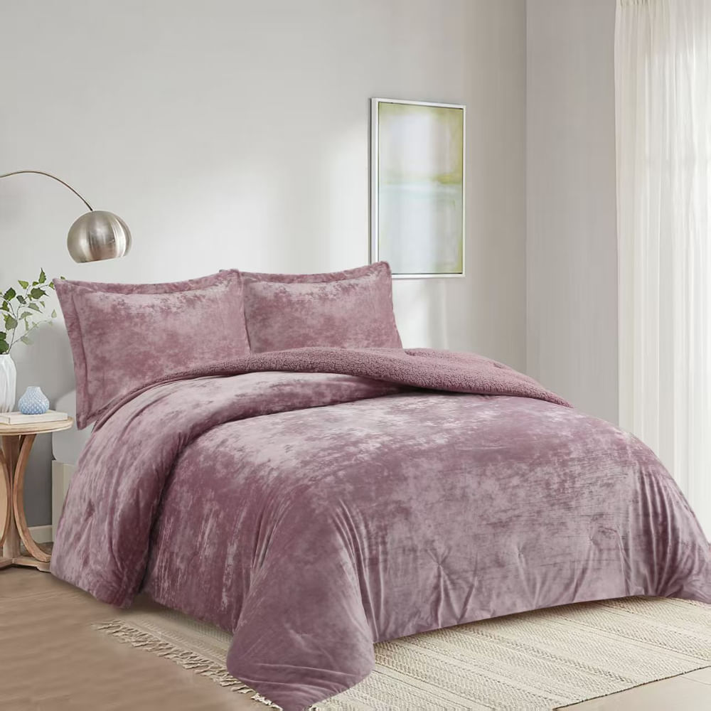 Cubrecama Pv26 Velvet Sherpa Lila Queen