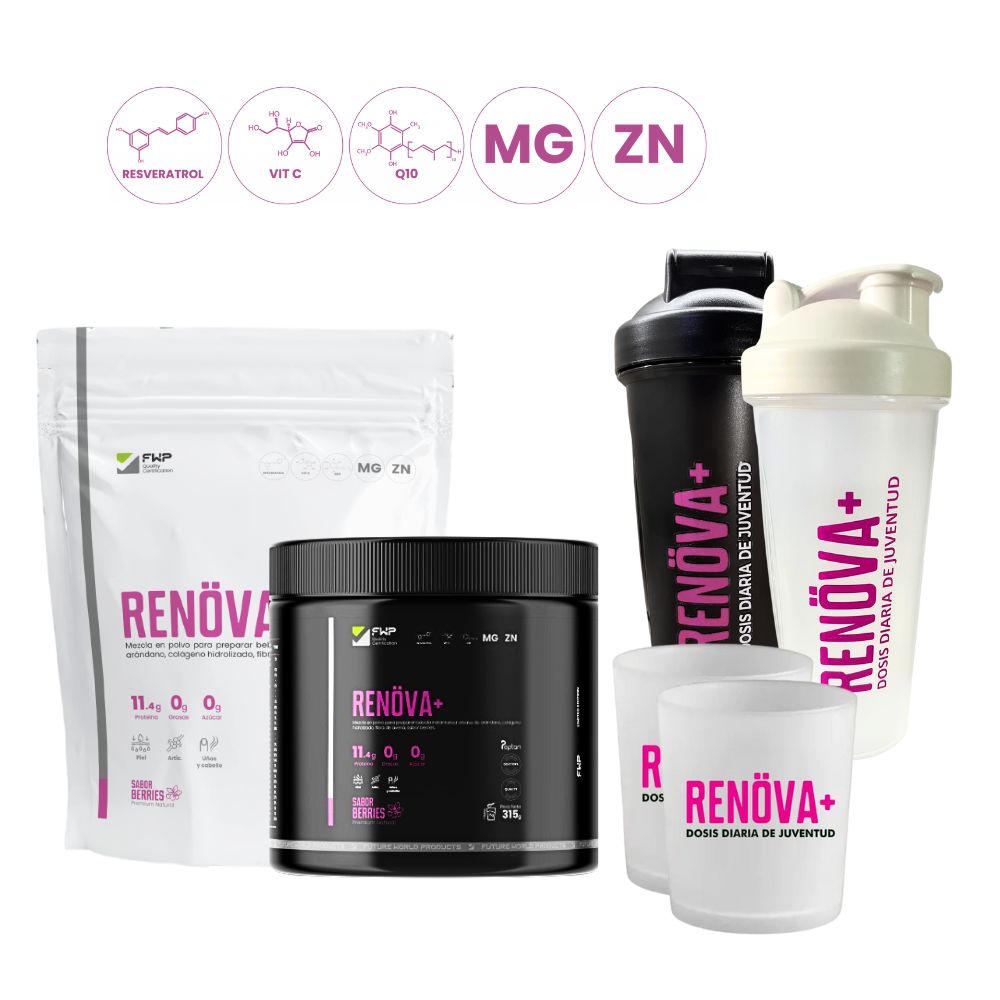 COLÁGENO RENOVA FWP HIDROLIZADO BIOPÉPTIDOS ACTIVOS X2 BOLSA Y POTE DE 315GR C/U