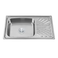 LAVADERO DE COCINA 1 POZA CON ESCURRIDERO 90 CM X 50 CM PULIDO ACERO INOXIDABLE
