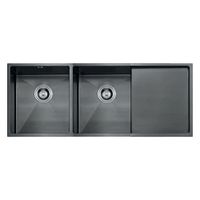 LAVADERO DE LUJO 2 POZAS CON ESCURRIDERO 120 CM X 50 CM NANO NEGRO