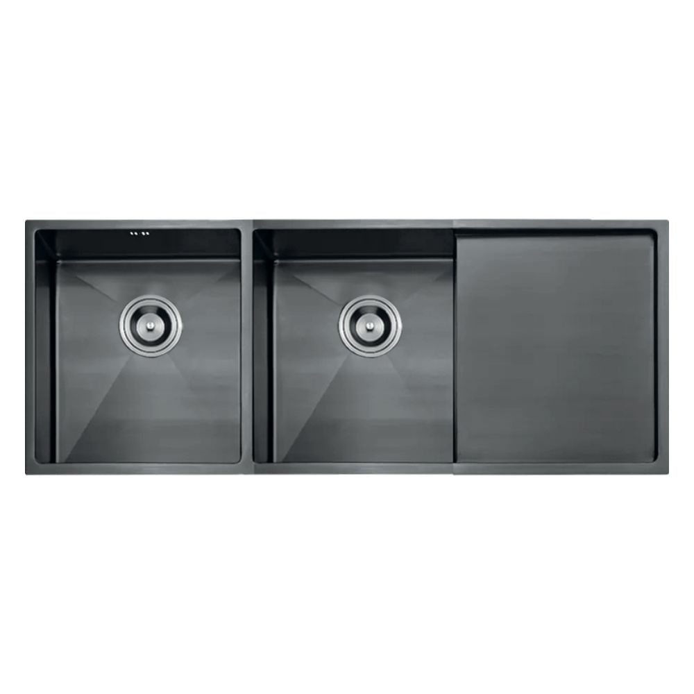 LAVADERO DE LUJO 2 POZAS CON ESCURRIDERO 120 CM X 50 CM NANO NEGRO